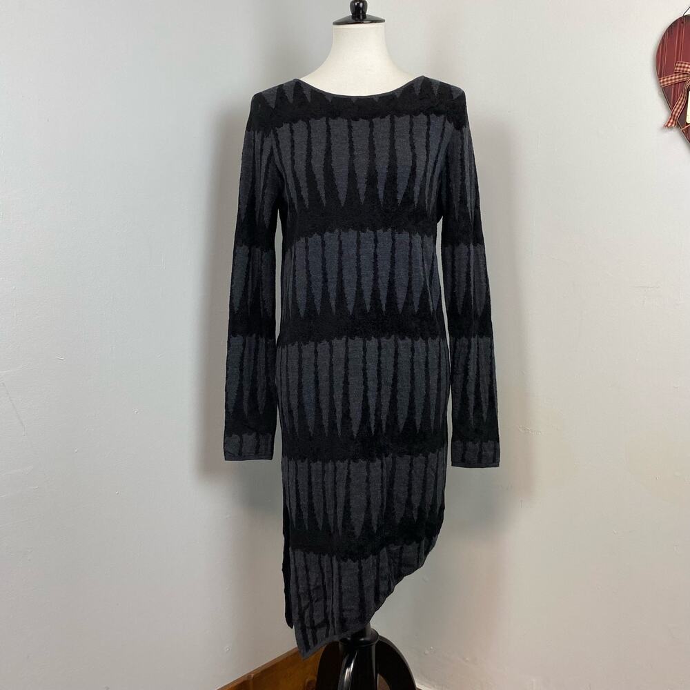 Skull Cashmere Black Belinda Asymmetrical Long Sleeve Wool Sweater Dress Small